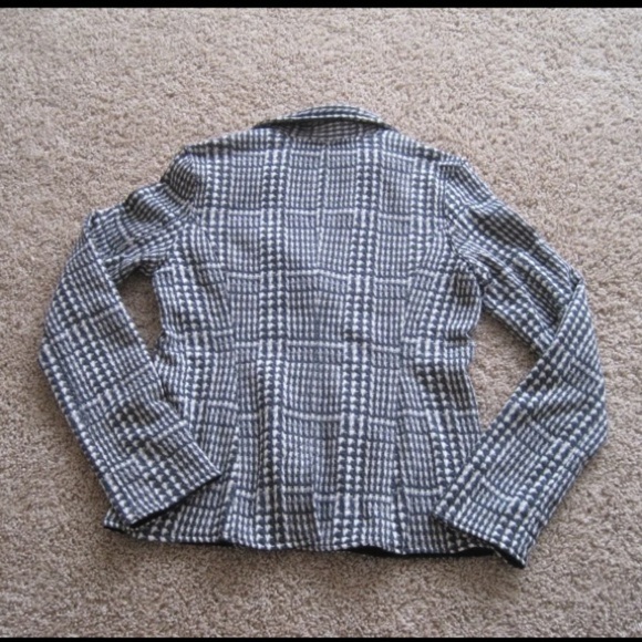 Aeropostale Grey White Plaid Blazer Jacket women’s medium M​​​ - Picture 6 of 8
